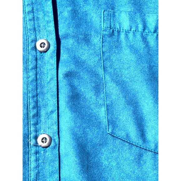 Chicos Design Vintage Aqua Blue Button Up Tunic Shirt Long Sleeve Faux Suede 1 - Picture 9 of 9